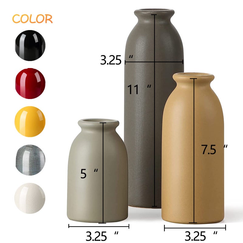CWLWGO-Ceramic Matte Vase for Home Decor  Modern and Minimalist Decorative Vase Set. Farmhouse Living Room Tabletop  Bookshelf Decoration  Centerpiece Table Decor Boho Decor.(Matte Multi) - Image 2