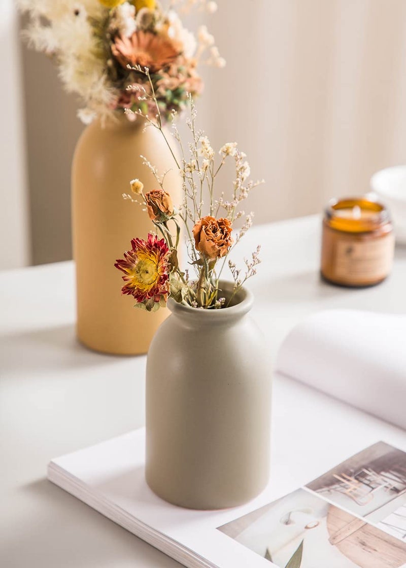 CWLWGO-Ceramic Matte Vase for Home Decor  Modern and Minimalist Decorative Vase Set. Farmhouse Living Room Tabletop  Bookshelf Decoration  Centerpiece Table Decor Boho Decor.(Matte Multi) - Image 3