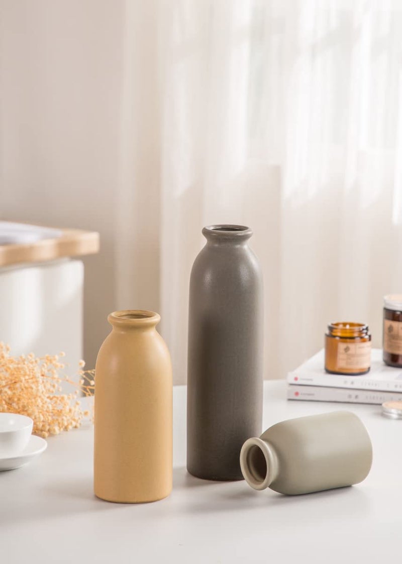 CWLWGO-Ceramic Matte Vase for Home Decor  Modern and Minimalist Decorative Vase Set. Farmhouse Living Room Tabletop  Bookshelf Decoration  Centerpiece Table Decor Boho Decor.(Matte Multi) - Image 5