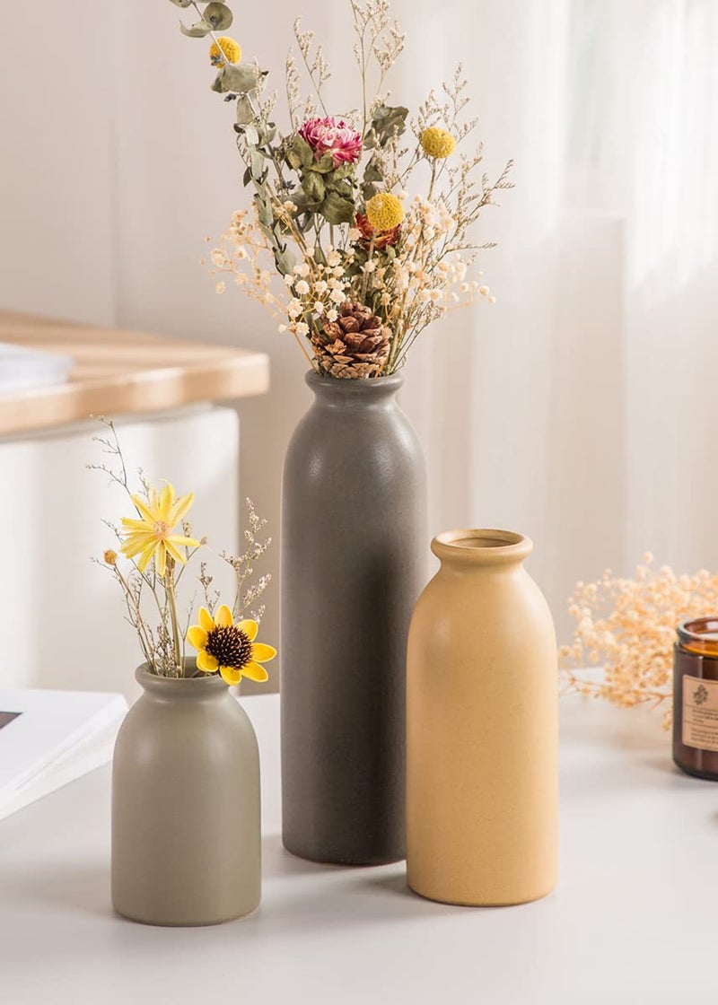CWLWGO-Ceramic Matte Vase for Home Decor  Modern and Minimalist Decorative Vase Set. Farmhouse Living Room Tabletop  Bookshelf Decoration  Centerpiece Table Decor Boho Decor.(Matte Multi) - Image 4