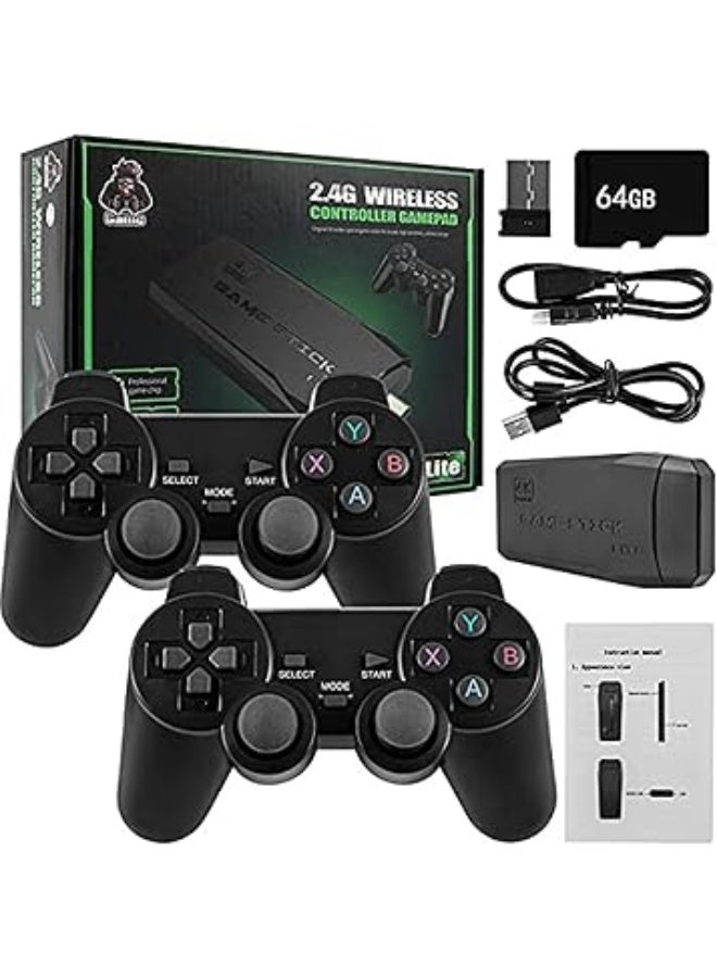 Retro Game Console with Dual Wireless Controllers Plug & Play Video Game Stick Built in 3500/10000+ Games, 9 Classic Emulators, TV 4K High Definition HDMI Output, Great Gift for Adults and Kids (64G)