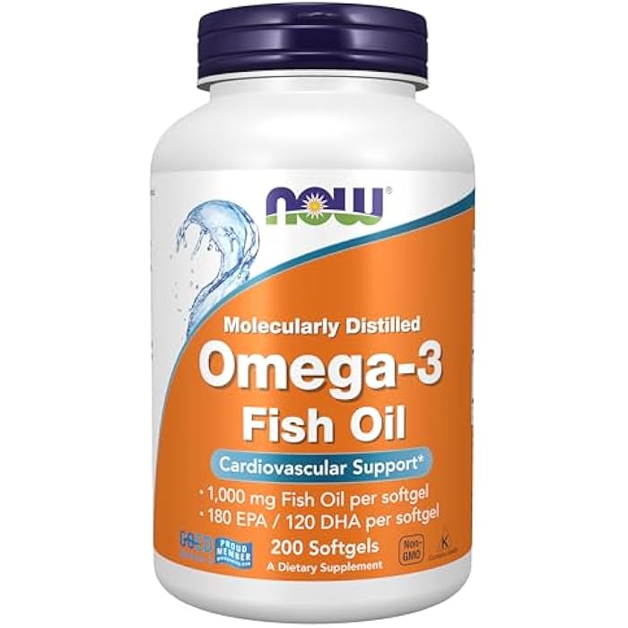 now Supplements, Omega-3 180 EPA / 120 DHA, Molecularly Distilled, Cardiovascular Support*, 200 Softgels - Image 1