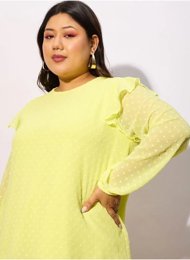 ساسافراس Plus Dobby Round Neck Top by Styli