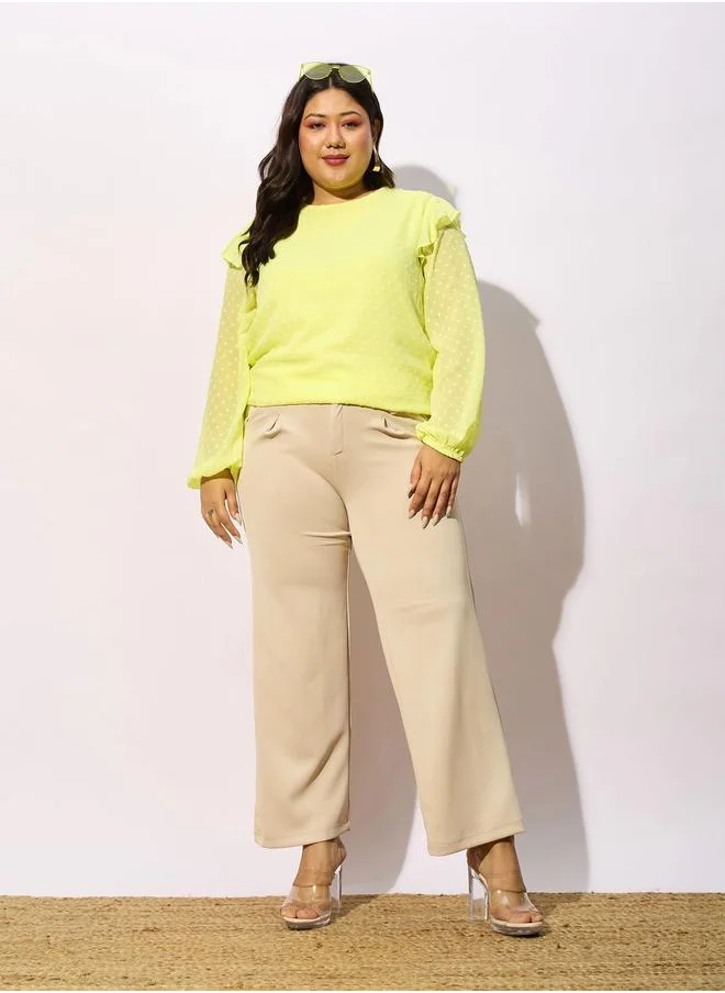 ساسافراس Plus Dobby Round Neck Top by Styli