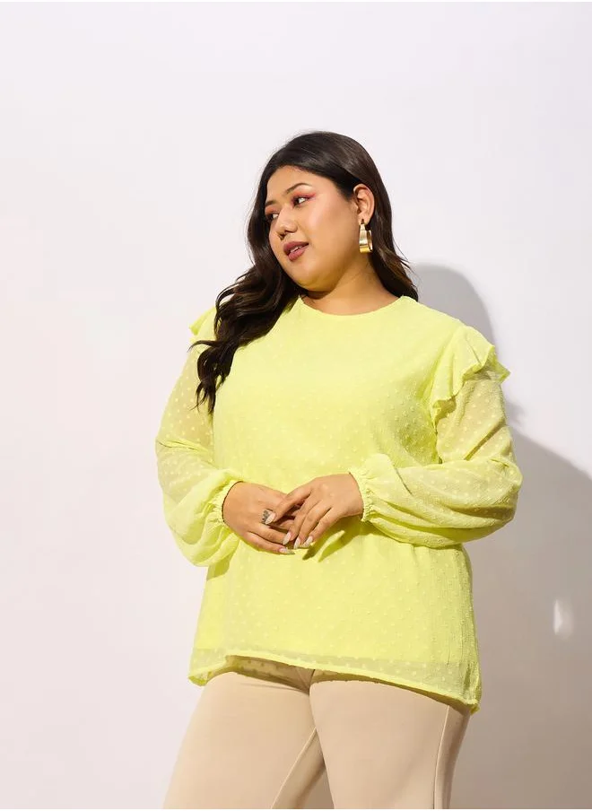 ساسافراس Plus Dobby Round Neck Top by Styli