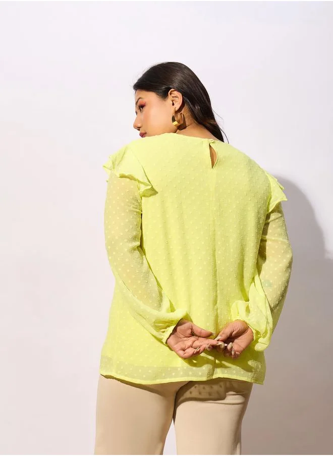 ساسافراس Plus Dobby Round Neck Top by Styli