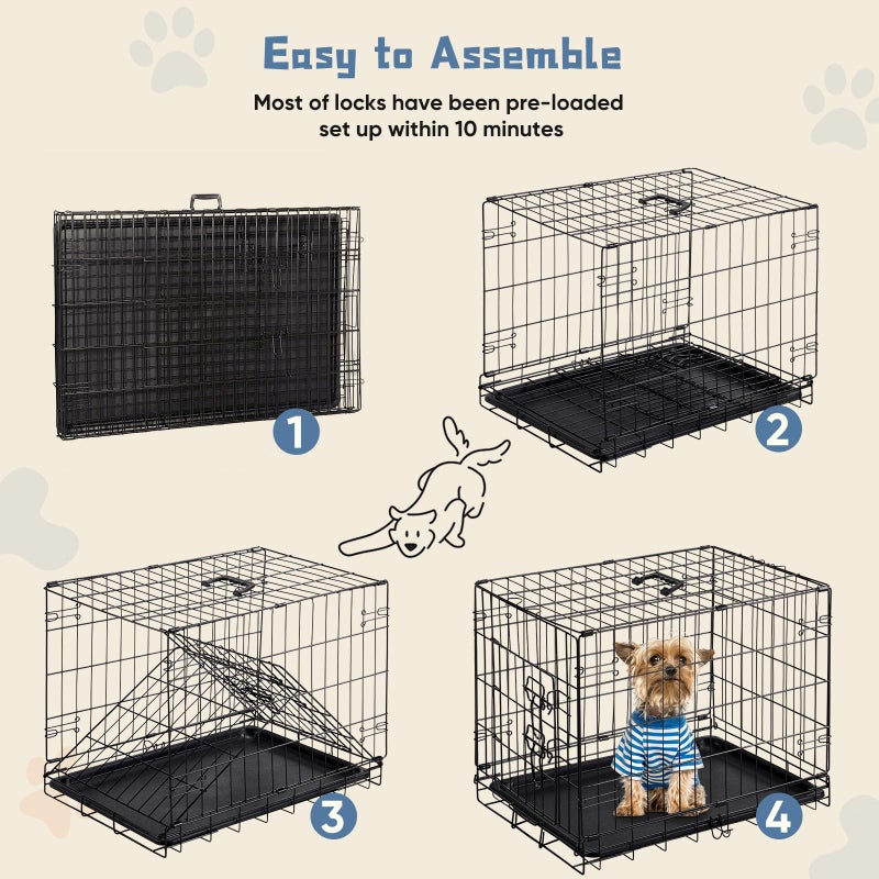 DUMOS Dog Crate, 30 Inch Medium Single Door Dog Cage with Plastic Leak-Proof Pan Tray, Folding Metal Wire Pet Kennel for Indoor, Outdoor, Travel - Image 5