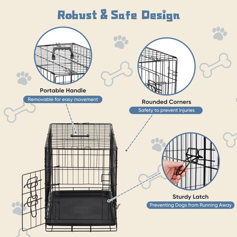 DUMOS Dog Crate, 30 Inch Medium Single Door Dog Cage with Plastic Leak-Proof Pan Tray, Folding Metal Wire Pet Kennel for Indoor, Outdoor, Travel - Image 3