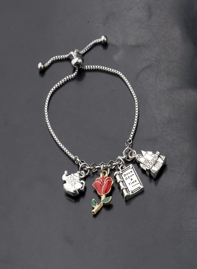 ميوسبارك سوار MYOSPARK الجمالي، هدية مستوحاة من الجمال، سوار زهرة الورد، هدية لمحبي الأميرات (سوار ورد منزلق) - Image 4