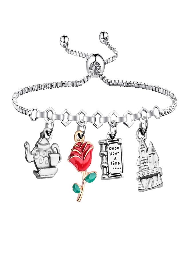 ميوسبارك سوار MYOSPARK الجمالي، هدية مستوحاة من الجمال، سوار زهرة الورد، هدية لمحبي الأميرات (سوار ورد منزلق) - Image 1