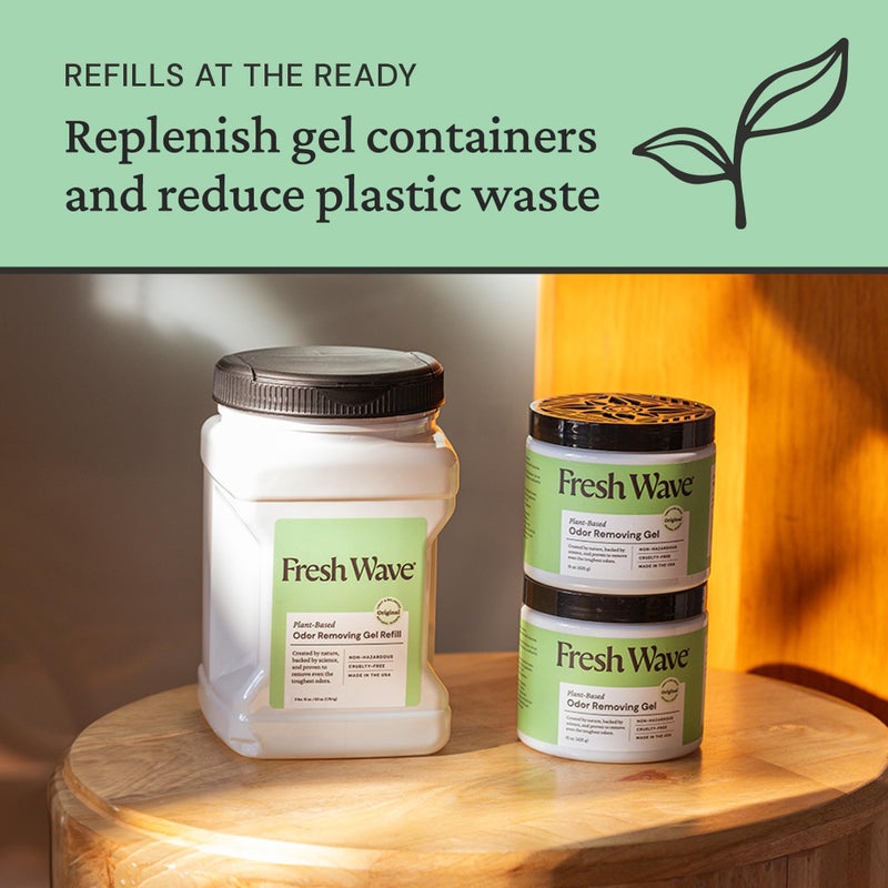 Fresh Wave Original Scent Odor Removing Gel Refill, 63 oz. | Safer Odor Absorbers for Home, Cooking, Trash, & Pets Areas | Natural Plant-Based Odor Eliminator - Image 5
