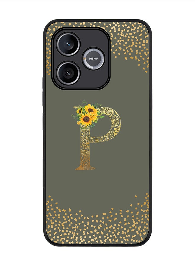 Stylizedd For Honor 600 Lite / 500 Smart / Honor X80i Case,Slim fit Camera Protection, Shockproof Thin Phone cover  - Custom Floral Monogram - P  (Olive Green ) - Image 1