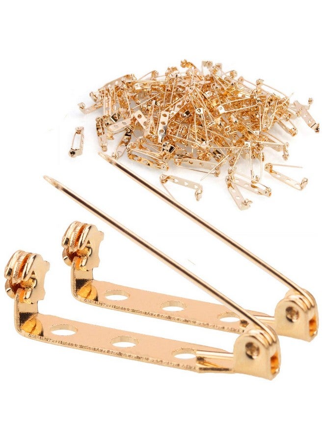 STARVAST 200 Pcs Gold Tone Brooch Pin Backs Clasp 1 Inch Bar Pins Findings 3 Holes Safety Pins For Badge Insignia Citation Bars Making Corsage Name Tags Toy Pins And Jewelry Making By Starvast - Image 1