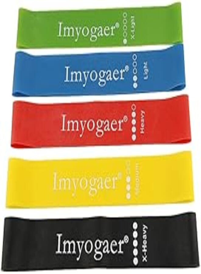 Generic Generic Yoga Stretch Resistance Band Exercise Straps Resistance Loop Bands for Training Gym Yoga Pilates ABS Exercise Fitness Rehab Crossfit Pilates Calisthenics Set of 5 
