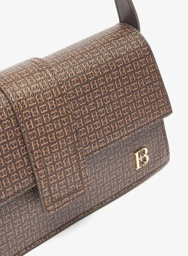 Flora Bella By Shoexpress Women Monogram Print Shoulder Bag with Button Closure