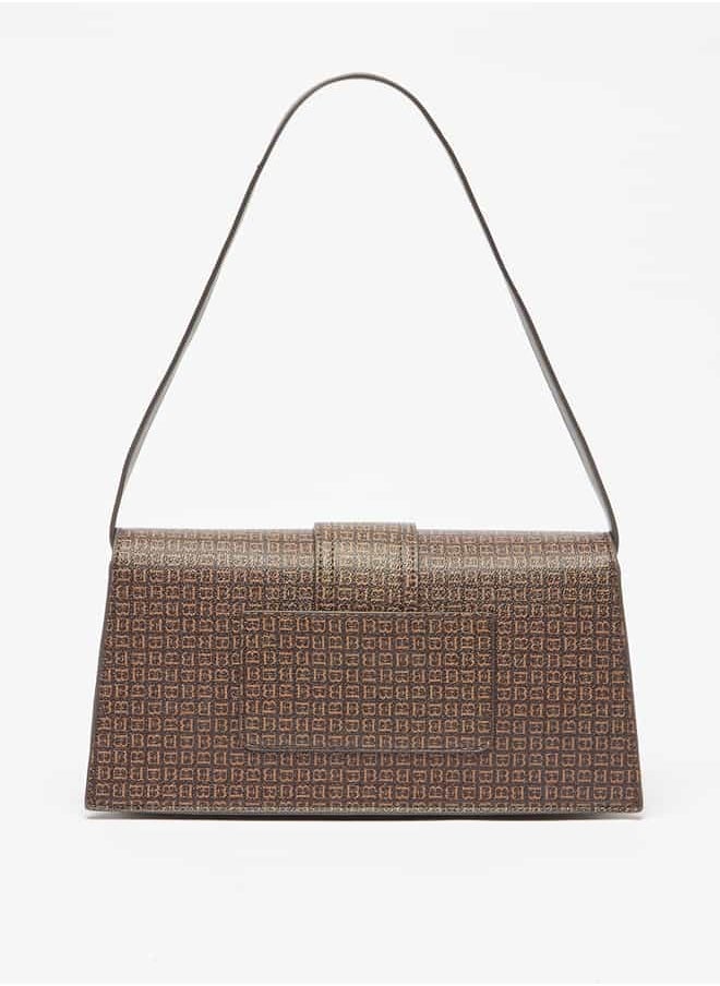 Flora Bella By Shoexpress Women Monogram Print Shoulder Bag with Button Closure  - Image 4