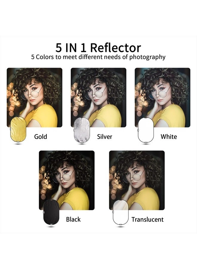 Selens 5-in-1 Oval Reflector with Handle for Photography Photo Studio Lighting & Outdoor Lighting (59 x 39 Inch) - Image 4