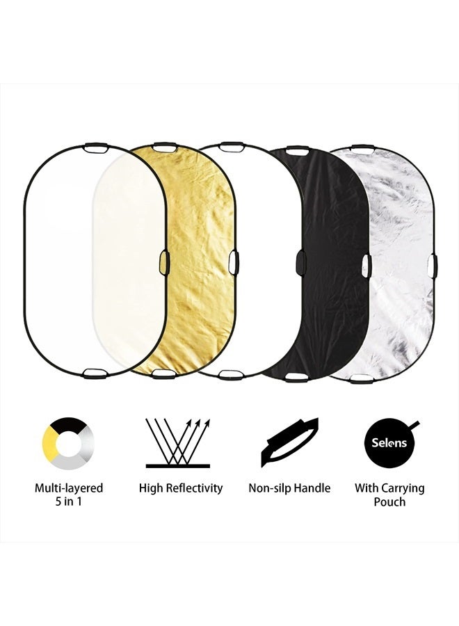 Selens 5-in-1 Oval Reflector with Handle for Photography Photo Studio Lighting & Outdoor Lighting (59 x 39 Inch) - Image 2