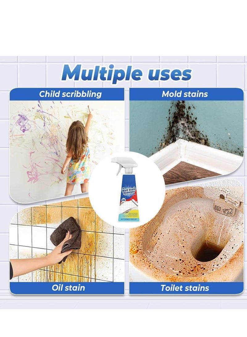 Jakehoe Wall Cleaner, 100ml All Purpose Highly Effective Wall Cleaner Spray, Easy to Use Household Wall Stain Cleaner, Wall Decontamination Paste for Toilet, Bathroom, Ceiling, Baseboard - Image 3