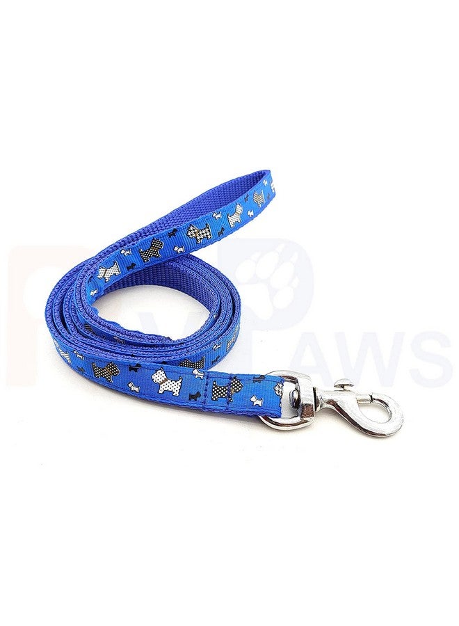 طقم طوق ومقود من النايلون مقاس 15 مم مطبوع عليه صورة جرو مع جرس، طوق ومقود بإبزيم قابل للتعديل، مثالي للتدريب/المشي مع الكلاب الصغيرة والمتوسطة الحجم (أزرق، نمط 01) - Image 4