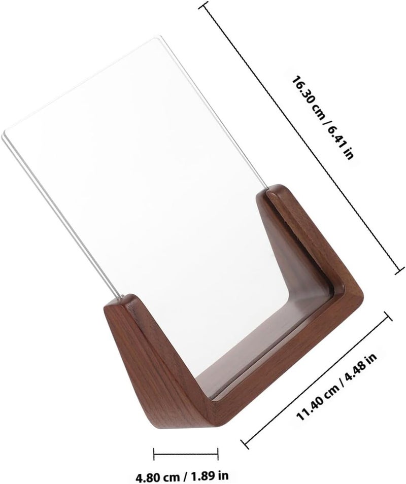 ABOOFAN U-shaped Walnut Wood Photo Frame 6-inch Acrylic Tabletop Picture Holder for Desk Office Display, Fits 10.2x15.2cm Photos, Indoor Desktop Frame for Home Decor - Image 2