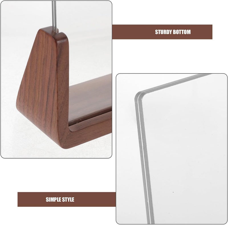 ABOOFAN U-shaped Walnut Wood Photo Frame 6-inch Acrylic Tabletop Picture Holder for Desk Office Display, Fits 10.2x15.2cm Photos, Indoor Desktop Frame for Home Decor - Image 3