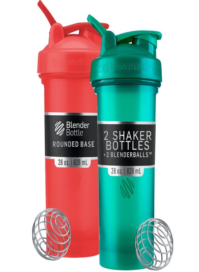 بليندر بوتل زجاجة خلط BlenderBottle Classic V2 مثالية لمشروبات البروتين ومكملات ما قبل التمرين، سعة 28 أونصة (عبوتان)، أحمر، أخضر - Image 1