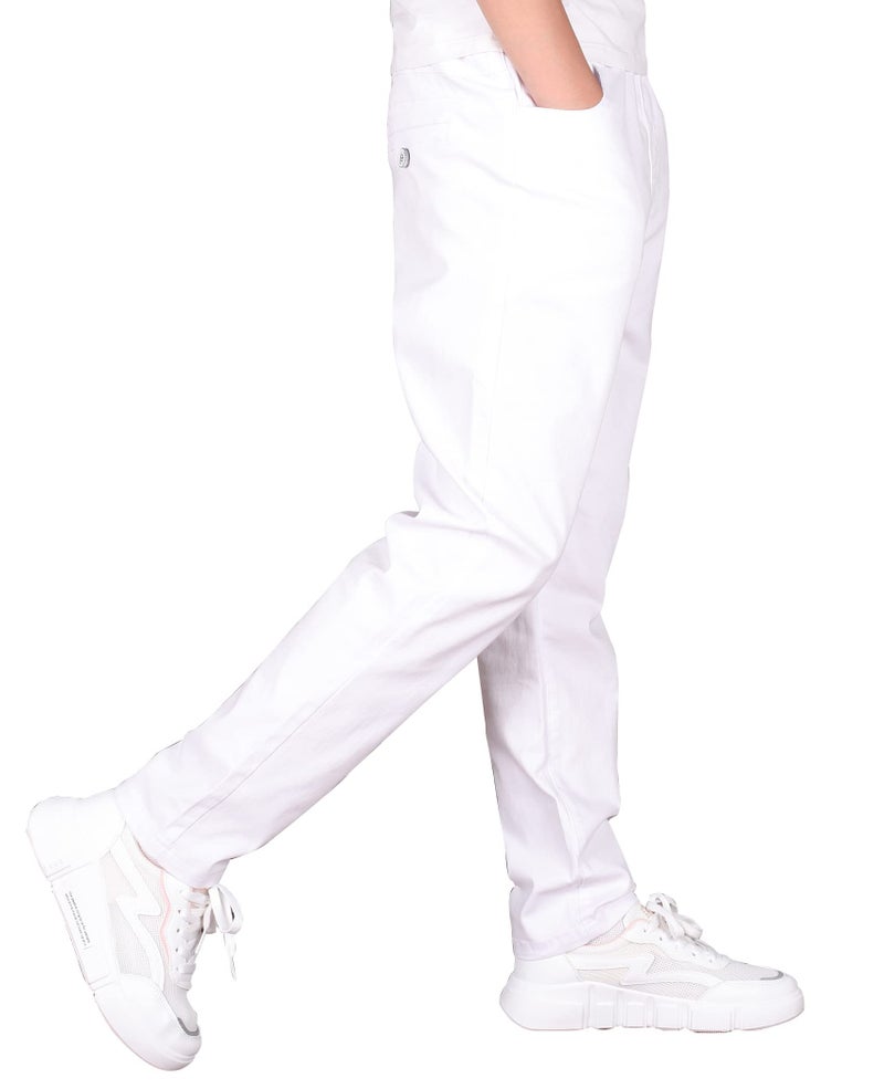 CAMLAKEE Boys' Stretch Pull on Chino Pants Kids School Uniform Yonth Twill Pants White 10-11 Years - Image 3