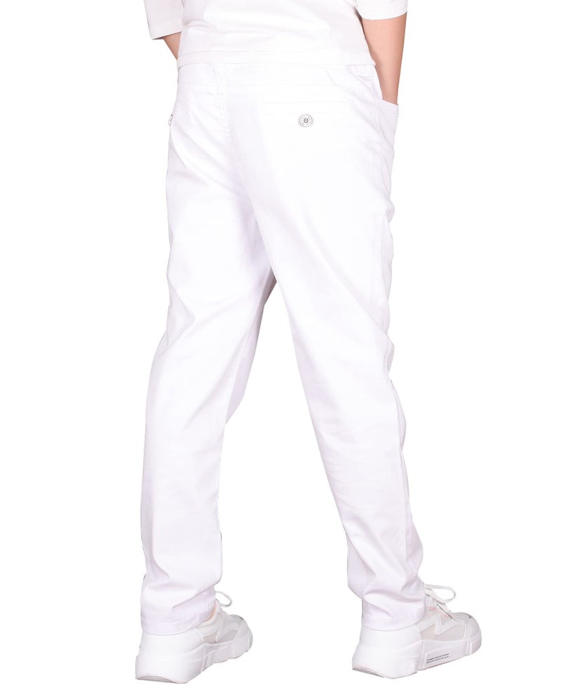 CAMLAKEE Boys' Stretch Pull on Chino Pants Kids School Uniform Yonth Twill Pants White 10-11 Years - Image 4