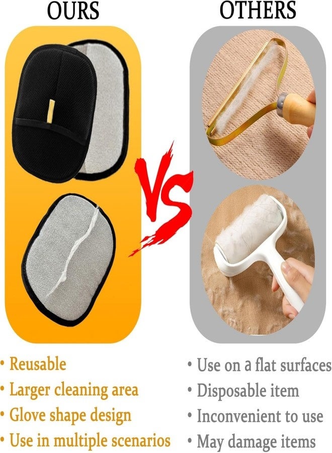 2-Pack Pet Hair Removal Gloves – Remove Cat/Dog Fur from Clothing, Furniture, Car Seats, Bedding & Carpet – Reusable & Washable Lint Hair Remover for Home & Pet Owners - Image 3