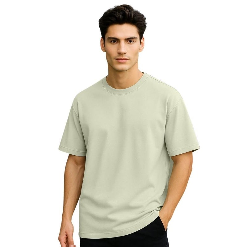 NOBERO Men's Solid Oversized Heavy Cotton T-Shirt - Image 1