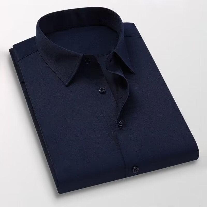 Plus size short-sleeved shirt mens business casual versatile multi-color business wear loose fat brother short-sleeved shirt fat guy shirt Red - Image 4