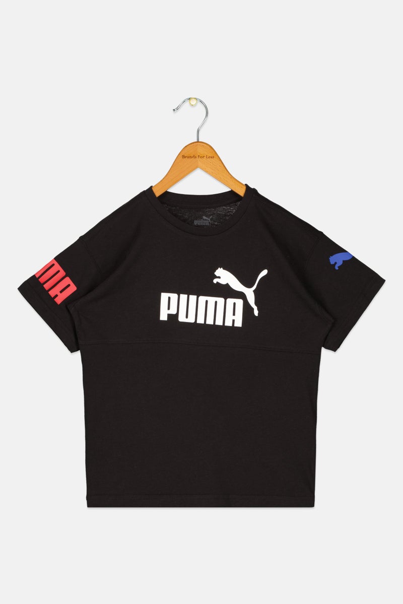 PUMA Kids Boy Brand Logo Short Sleeve T-Shirt, Black - Image 1