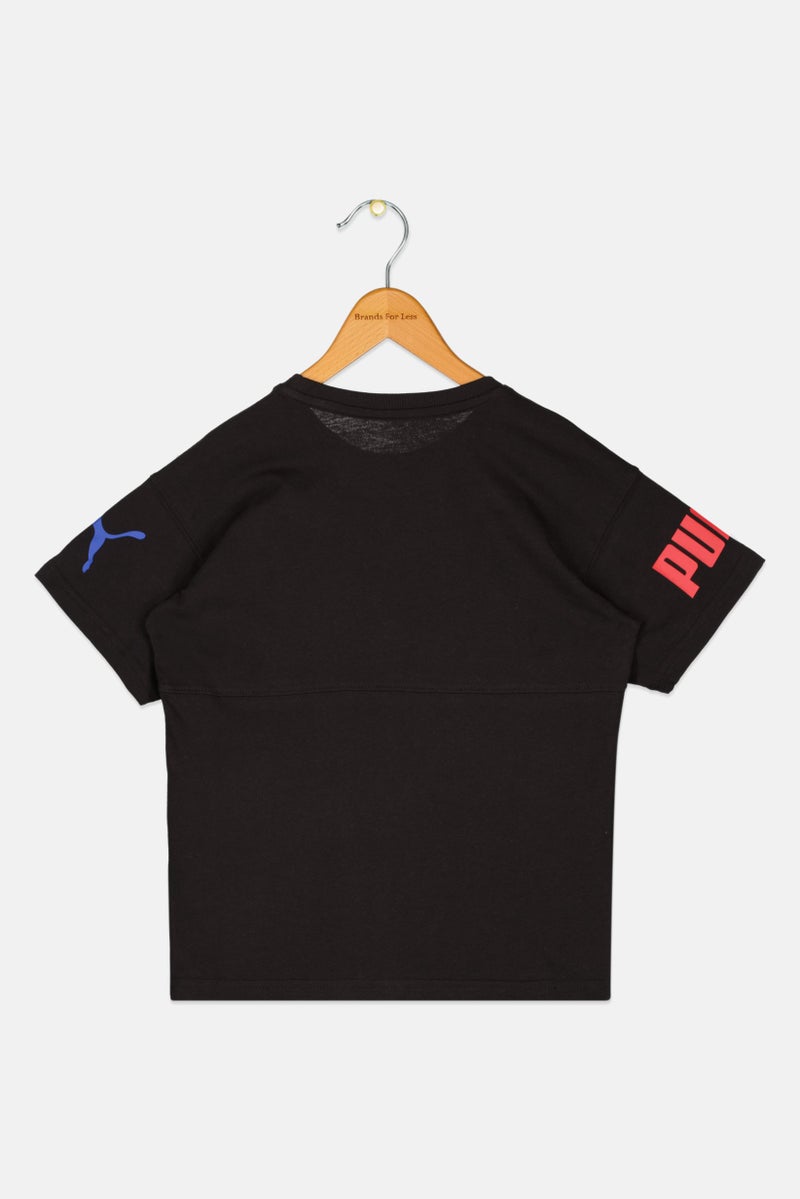 PUMA Kids Boy Brand Logo Short Sleeve T-Shirt, Black - Image 2