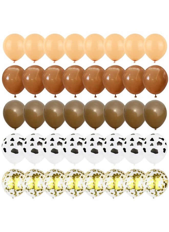 Isndare - Blush Brown Balloons Cow Print Balloons Cowboy Birthday Decorations Western Farm Party 60pcs 12inch Nude Brown Helium Latex Balloons for Arch Tan Coffee Balloon Farmhouse Country Cowgirl Decor - Image 1