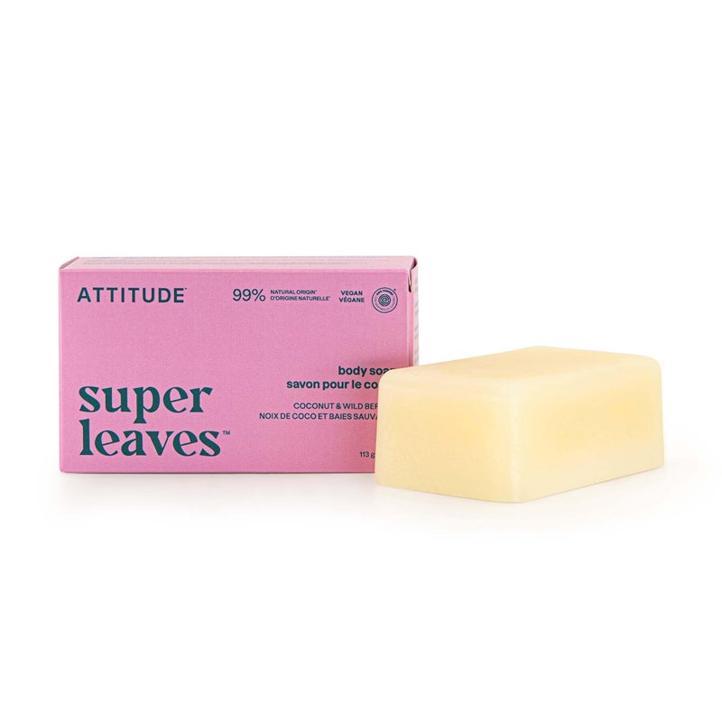 ATTITUDE Body Soap Bar, Natural Origin, Protects and Softens Dry Skin, Watercress, Indian Cress & Olive Oil, EWG Verified & Vegan, Coconut & Wild Berries, 4 Oz - Image 1