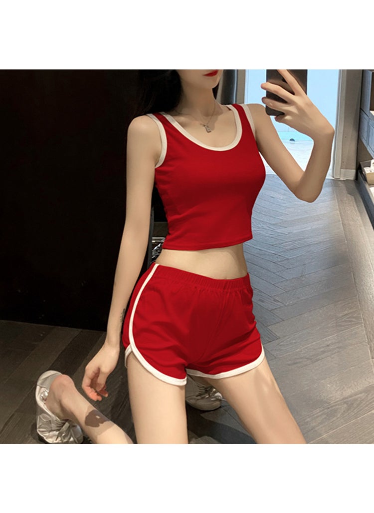 Generic - 2024 Summer Womens Casual Tank and Shorts Set Light gray - Image 1