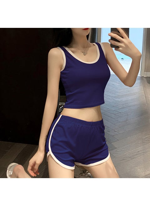 2024 Summer Womens Casual Tank and Shorts Set Light gray