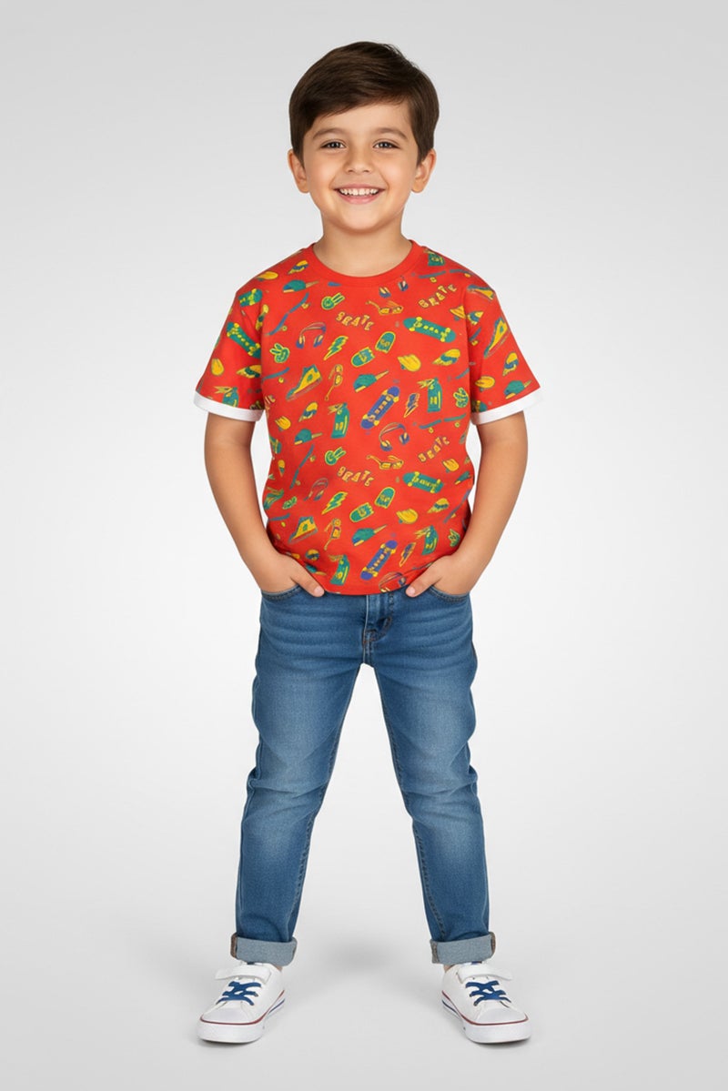Hamleys Toddlers Boy Crew Neck Short Sleeve Graphic Print T-Shirt, Multicolor - Image 1