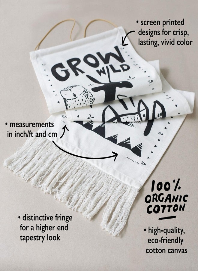 وي جاليري مخطط نمو قماشي للأطفال من وي جاليري، مسطرة لتتبع طول الطفل، 44 × 13 بوصة، ديكور جداري لغرفة الأطفال، مخطط نمو من القطن العضوي، تذكار عصري للمنزل أو غرفة اللعب، غابة - Image 2