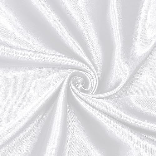 Homiest White Satin Fabric by The Yard, 1 Yard x 58 Inch Charmeuse Satin Fabric Silky & Shiny Cloth Fabric, Smooth Bridal Satin Fabric for Wedding Dress, Clothing Making, DIY Crafts, Sewing - Image 1