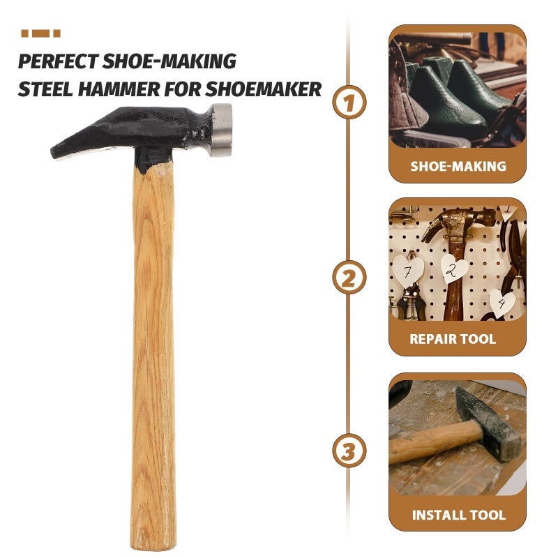 Wooden Handle Anti Slip Grip Shoe Making Hammer For Shoe Repair Crafting And Sole Maintenance - Image 4