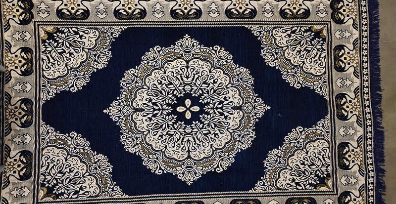 Purav Light Soft Touch Chenille Velvet Carpets for Living Room 5x7 feet Home Decor Carpet for Bedroom Floor Durries Mat Navy Blue - Image 4