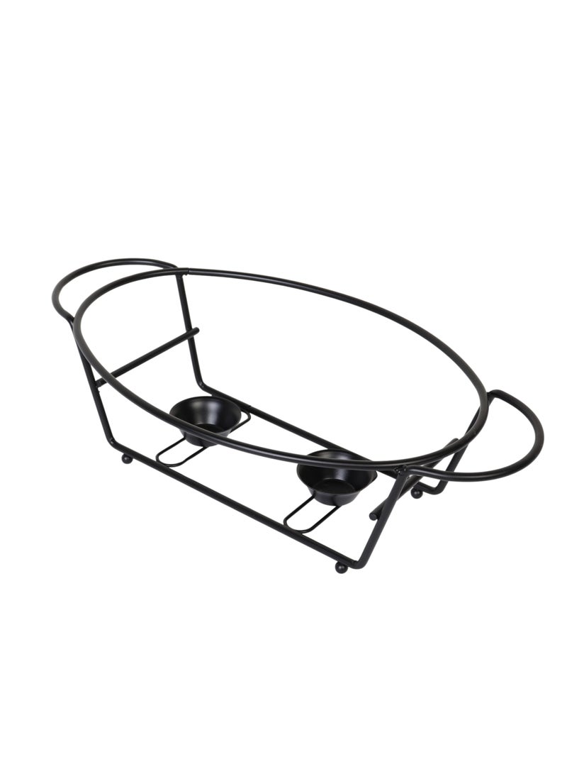 هوم فيو سخان بوفيه زجاج بيضاوي سعة 3 لتر مع غطاء معدني وإطار حديدي متين للتقديم والضيافة. - Image 5