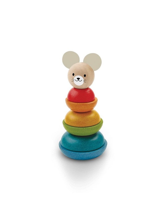 PlanToys Wooden Mouse Stacking Ring (5681)| Sustainably Made from Rubberwood and Non-Toxic Paints and Dyes