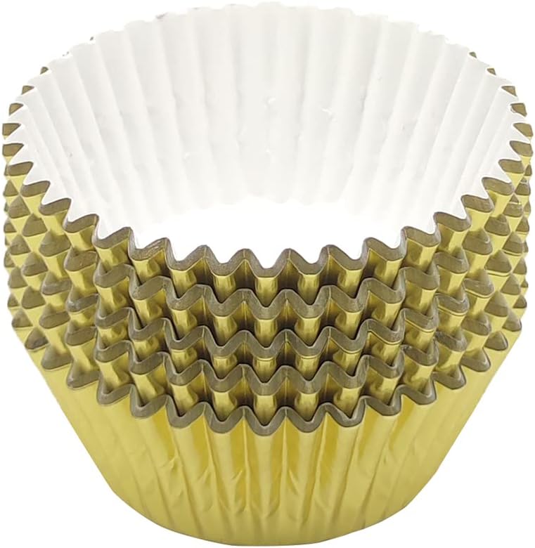 Mombake Standard Gold Foil Cupcake Liners Muffin Baking Cups for Party and More, 100-Count - Image 2