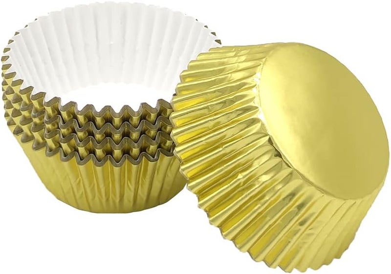 Mombake Standard Gold Foil Cupcake Liners Muffin Baking Cups for Party and More, 100-Count - Image 1