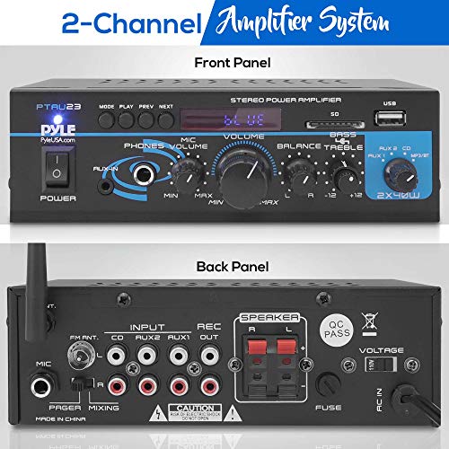 Pyle 2X40W Mini Power Amplifier System Dual Channel Home Audio Sound Mixer Stereo Receiver Box with USB RCA Headphone AUX MIC Input LED for PA Home Entertainment and Studio Use PTAU235 - Image 3