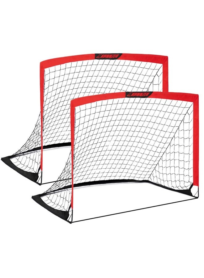 L RUNNZER Kids Soccer Goal, Pop Up Soccer Goal Net for Backyard, Set of 2 with Portable Carrying Case - Image 1
