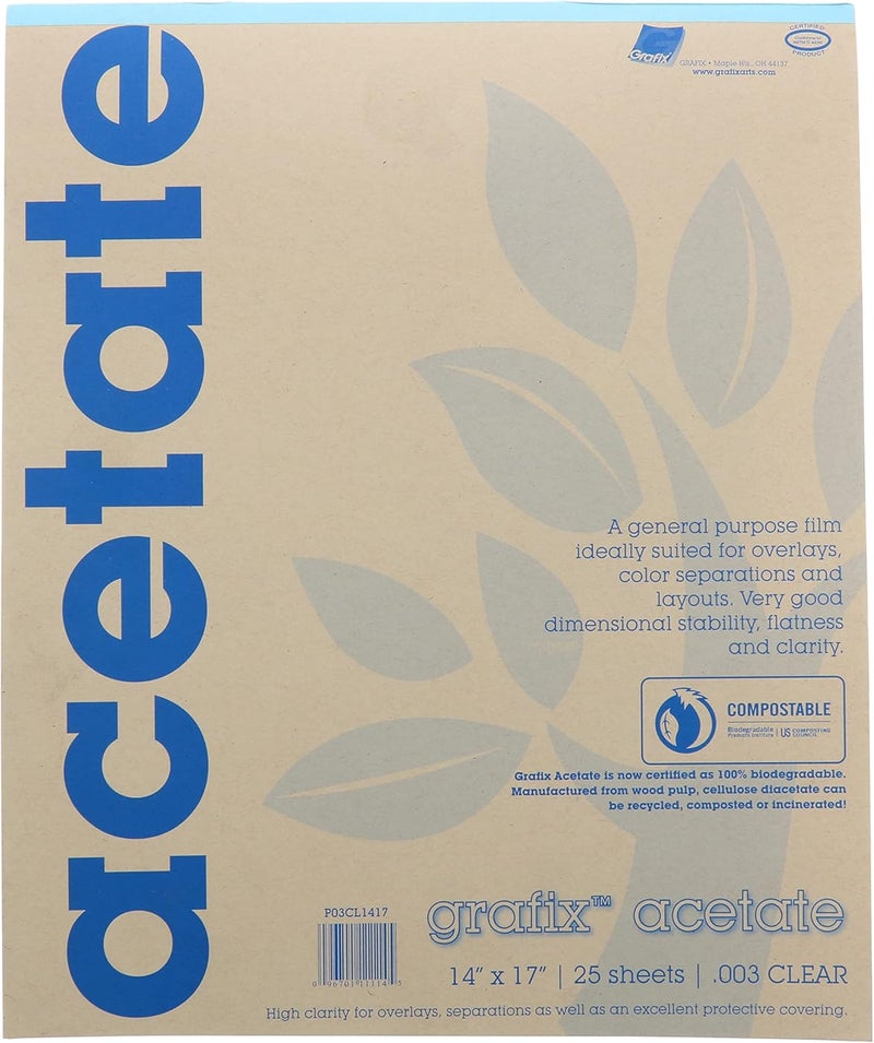 P03CL1417 CLEAR ACETATE .003 25 SHEET 14X17 PAD